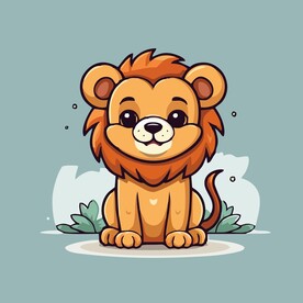 可爱狮子矢量卡通画儿童插画图片