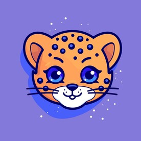 可爱豹子矢量卡通画儿童插画图片