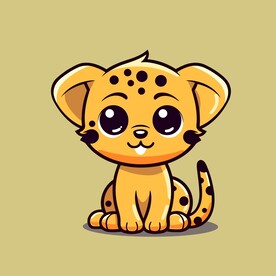 可爱豹子矢量卡通画儿童插画图片