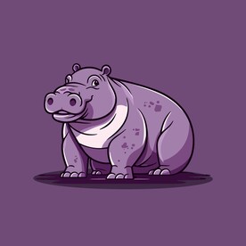 可爱河马矢量卡通画儿童插画图片