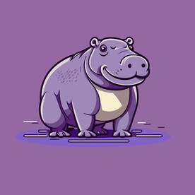 可爱河马矢量卡通画儿童插画图片