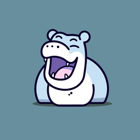 可爱河马矢量卡通画儿童插画图片