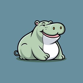 可爱河马矢量卡通画儿童插画图片