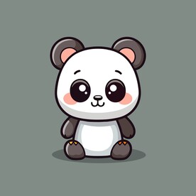 可爱熊猫矢量卡通画儿童插画图片