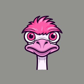 可爱鸵鸟矢量卡通画儿童插画