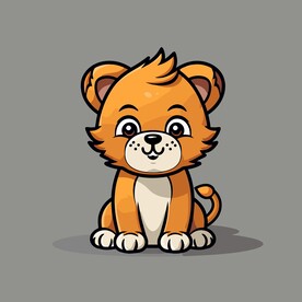 可爱狮子矢量卡通画儿童插画