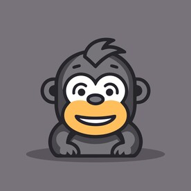 可爱大猩猩矢量卡通画儿童插画