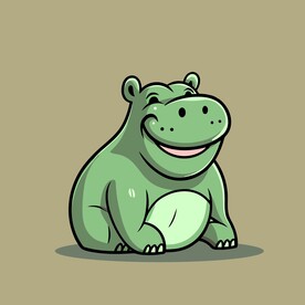 可爱河马矢量卡通画儿童插画