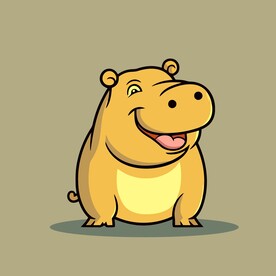 可爱河马矢量卡通画儿童插画