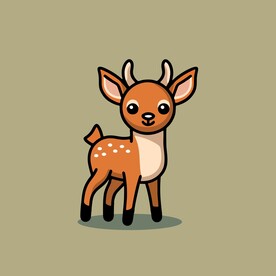 可爱小鹿矢量卡通画儿童插画