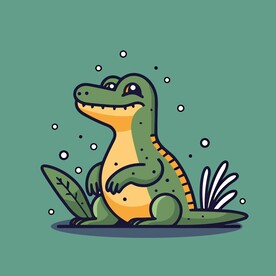 可爱鳄鱼矢量卡通画儿童插画