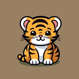 可爱老虎矢量卡通画儿童插画