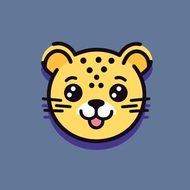 可爱小豹子矢量卡通画儿童插画