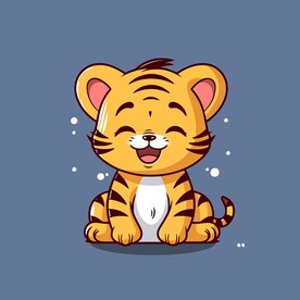 可爱小老虎矢量卡通画儿童插画