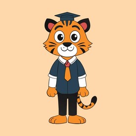 戴毕业帽的虎