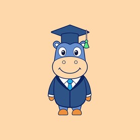 戴毕业帽的河马