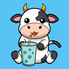 奶牛喝奶茶Logo