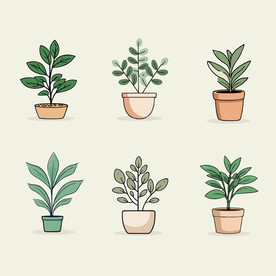 多彩花卉植物卡通绘画儿童插画