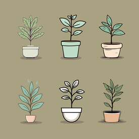 多彩花卉植物卡通绘画儿童插画