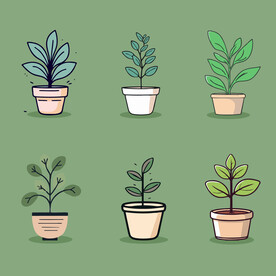 多彩花卉植物卡通绘画儿童插画