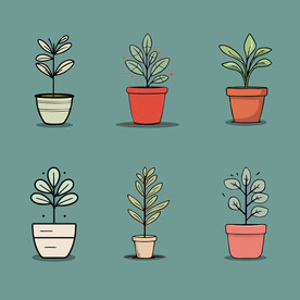 多彩花卉植物卡通绘画儿童插画