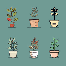 多彩花卉植物卡通绘画儿童插画