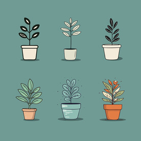 多彩花卉植物卡通绘画儿童插画