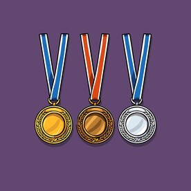 金银铜奖牌卡通绘画儿童插画