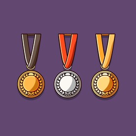 金银铜奖牌卡通绘画儿童插画