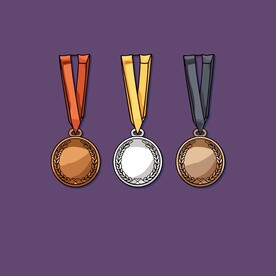 金银铜奖牌卡通绘画儿童插画