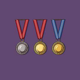 金银铜奖牌卡通绘画儿童插画