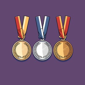 金银铜奖牌卡通绘画儿童插画