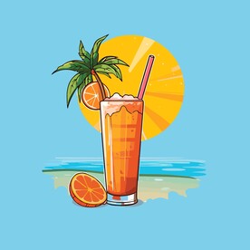 夏威夷饮料卡通绘画儿童插画