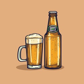 可爱啤酒卡通绘画儿童插画