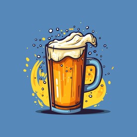 可爱啤酒卡通绘画儿童插画