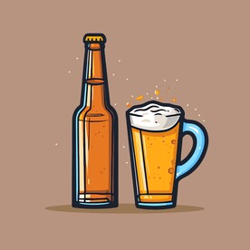 可爱啤酒卡通绘画儿童插画