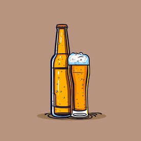 可爱啤酒卡通绘画儿童插画