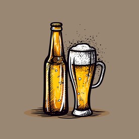 可爱啤酒卡通绘画儿童插画
