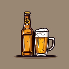 可爱啤酒卡通绘画儿童插画