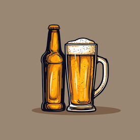 可爱啤酒卡通绘画儿童插画