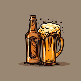 可爱啤酒卡通绘画儿童插画