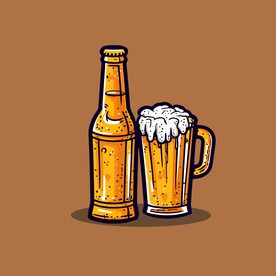 可爱啤酒卡通绘画儿童插画