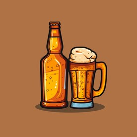 可爱啤酒卡通绘画儿童插画
