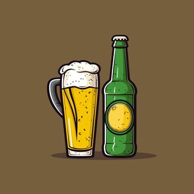 可爱啤酒卡通绘画儿童插画