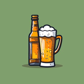 可爱啤酒卡通绘画儿童插画