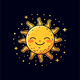 可爱太阳卡通绘画儿童插画