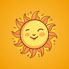 可爱太阳卡通绘画儿童插画