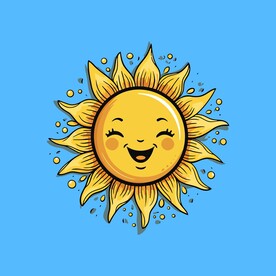 可爱太阳卡通绘画儿童插画