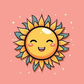 可爱太阳卡通绘画儿童插画