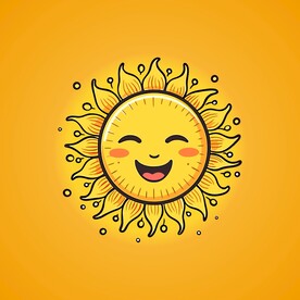 可爱太阳卡通绘画儿童插画